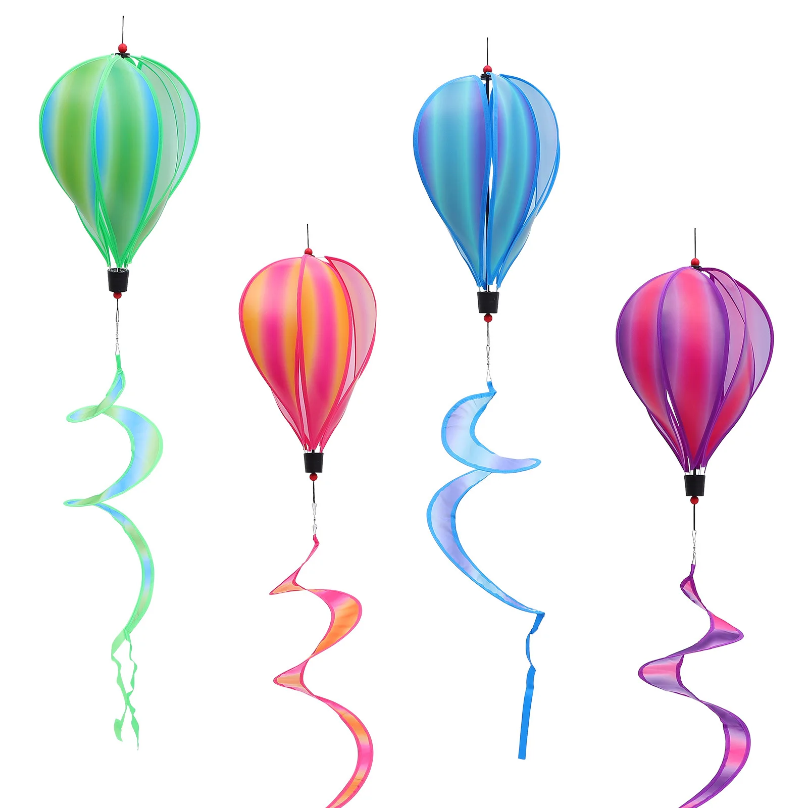 

4pcs Rainbow Hot Air Balloons Cloth Wind Spinners Outdoor Garden Party Decorations Spiral Balloon Windmill Decors Yard