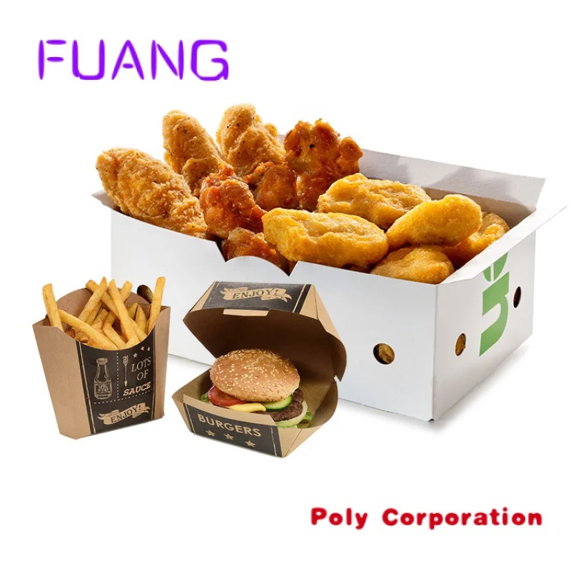 Custom  Custom for hamburger french fries fried wing paper boxes togo snacks fast food packaging container takeaway burger chick