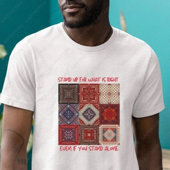 

Summer Tops Palestinian Pattern Short Sleeve Design Unisex Cotton T Shirt Summer Round Neck Casual Wear for Men and Women Shirt