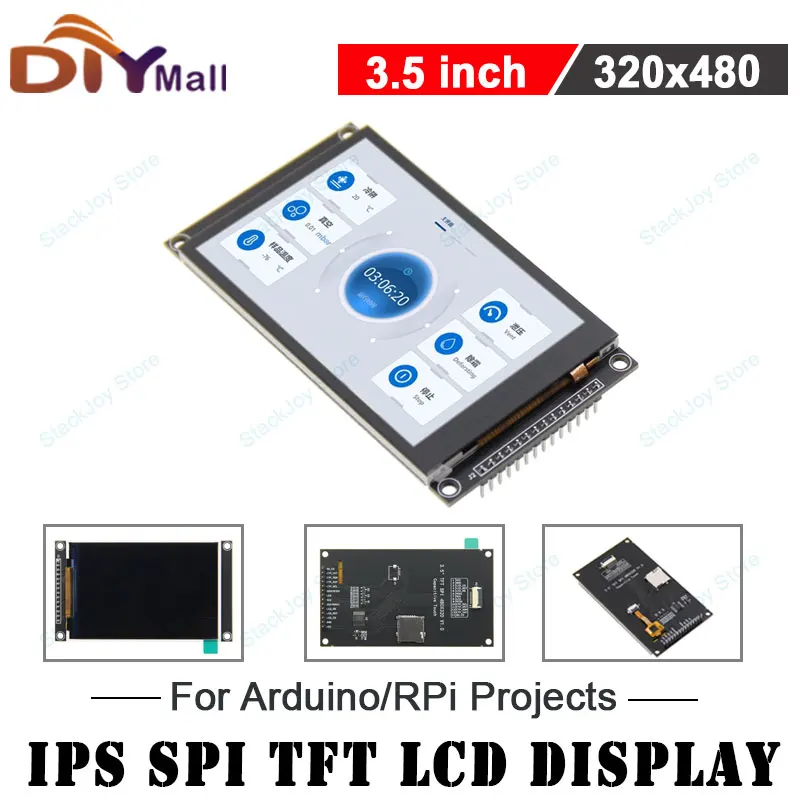 

3.5" IPS TFT LCD Display 320x480 with Optional Capacitive Touch SPI Interface Sharp Colors Wide Viewing Angle for Arduino/RPi