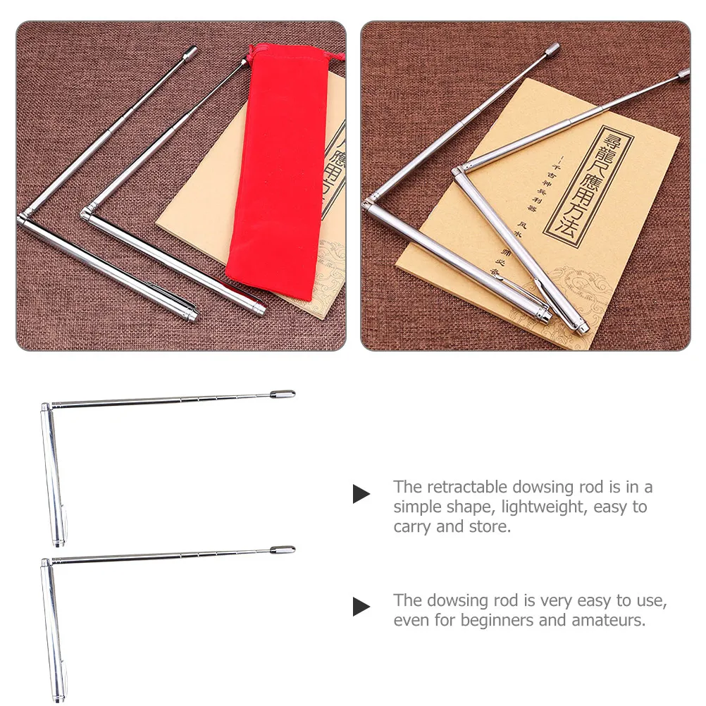 2Pcs Compact Stainless Steel Dowsing Rods Strong Safe Material Portable Divining Rods for Paranormal Energy Detection Locating