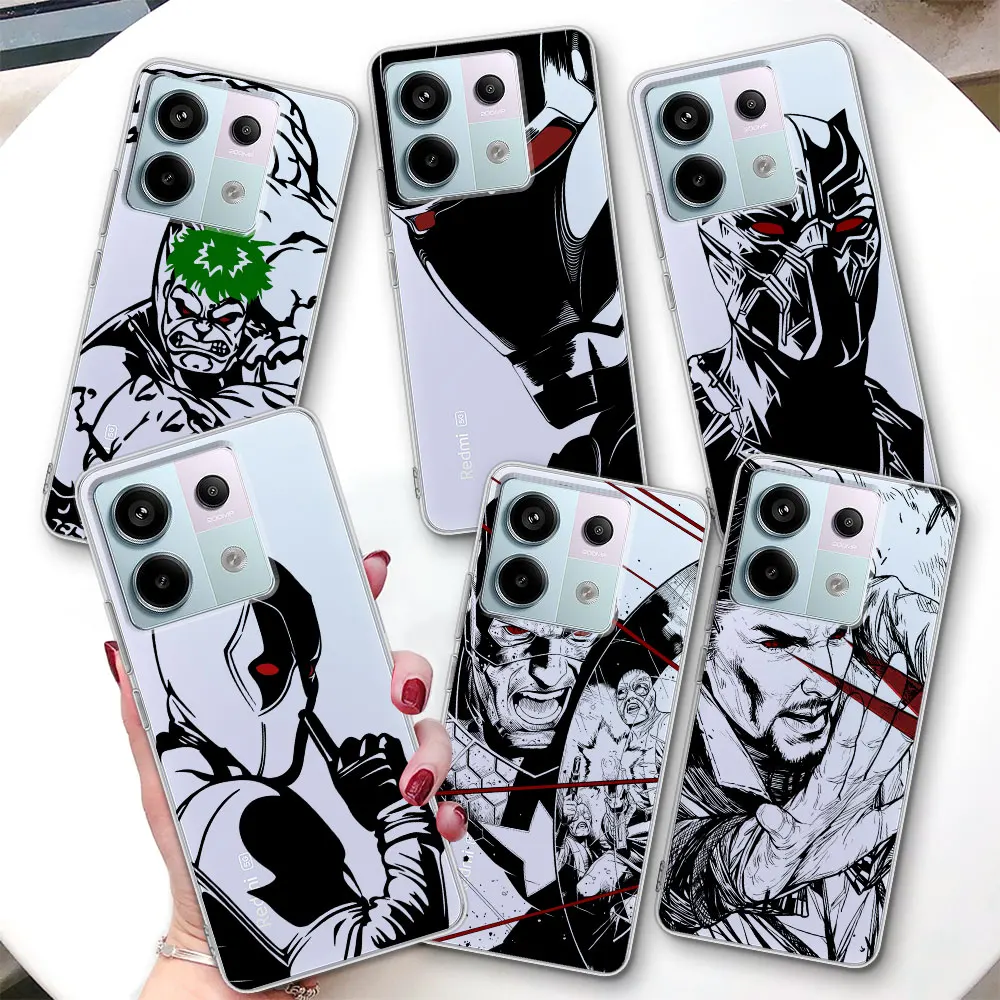 Marvel Super hero Phone Case for Xiaomi Redmi 10A 7 8A 12 12C 9 10C 6 9A 9i 9T S2 Y2 10 10X 9C 8 7A 6A K40 K30 K20 Pro TPU Cover