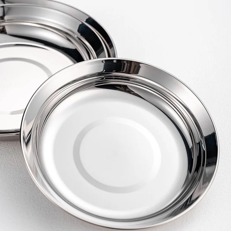 

Зеркальная глубокая тарелка из нержавеющей стали, посуда, тарелка с фруктами, тарелка для закусок, поднос для хранения украшения обеденного стола, кухонная утварь