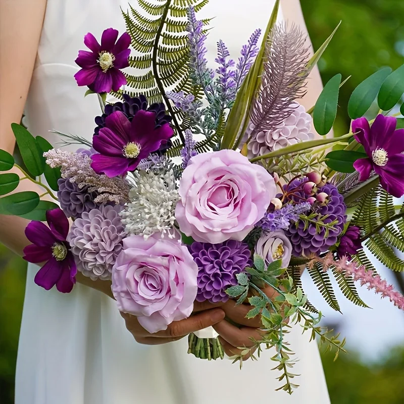Artificial Wedding Dahlia Flowers 25 pcs Fake Roses with Stem for DIY Wedding Decor Centerpieces Arrangements Bouquets