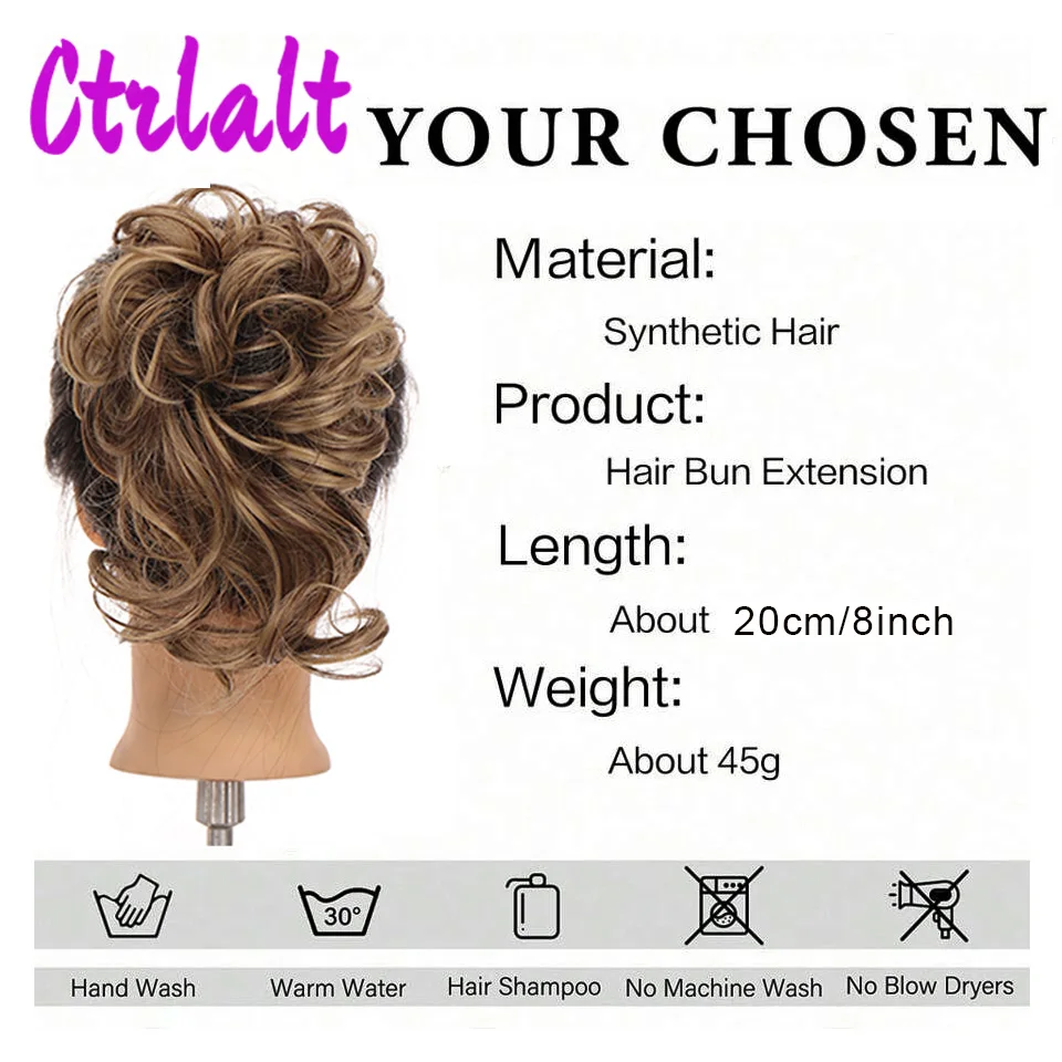 Synthetic Hair Bun Extensions Messy Curly Elastic Hair Scrunchies Hairpieces Synthetic Chignon Donut Updo Hair Pieces for Women