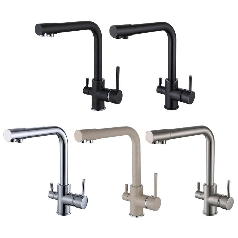Rotatable Kitchen Drinking Water Faucet Kitchen Bar Double Handle Sink Faucet Hot and Cold Mixer Tap Easy Installation Top Sale