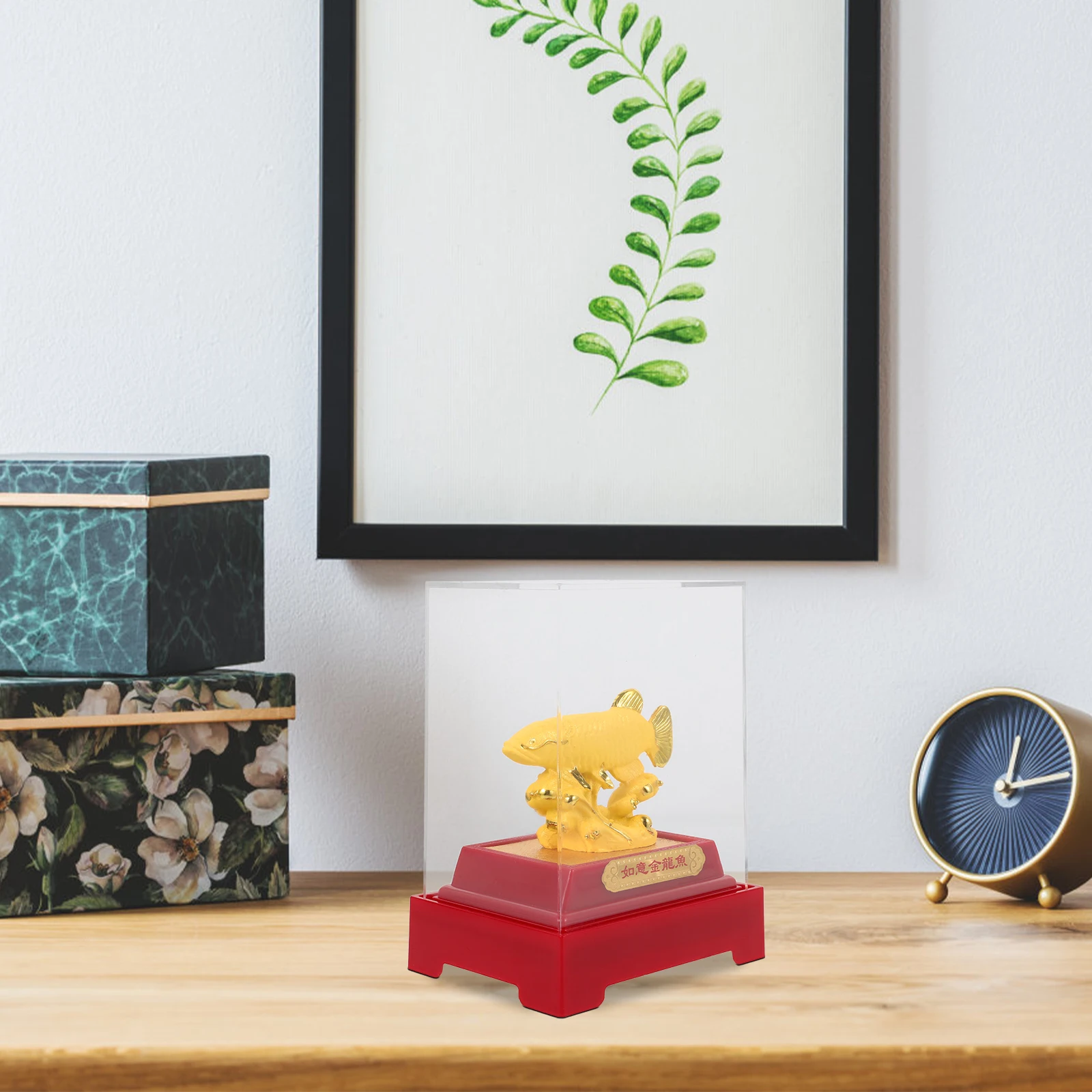 

Golden Fish Statue Resin Home Decor Mini Dragon Fish Ornament Tabletop Decoration Living Room Office Model Gift