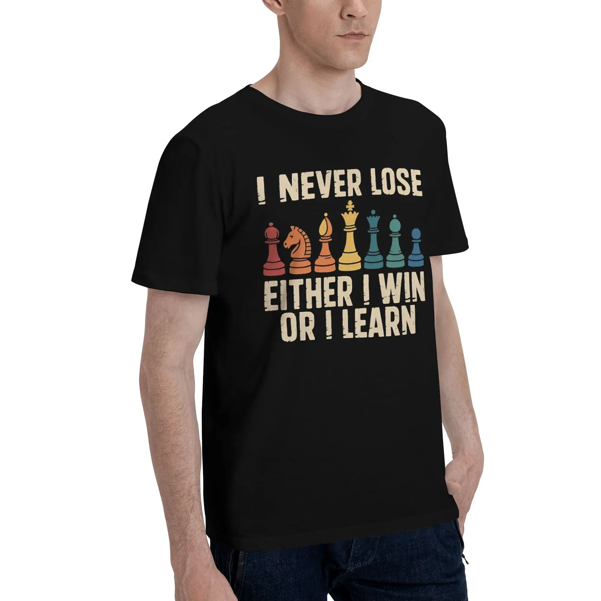 'I Never Lose' Chess Tee - Win or Learn Motto | Premium Cotton T-Shirt for Chess Players thumbnail 3