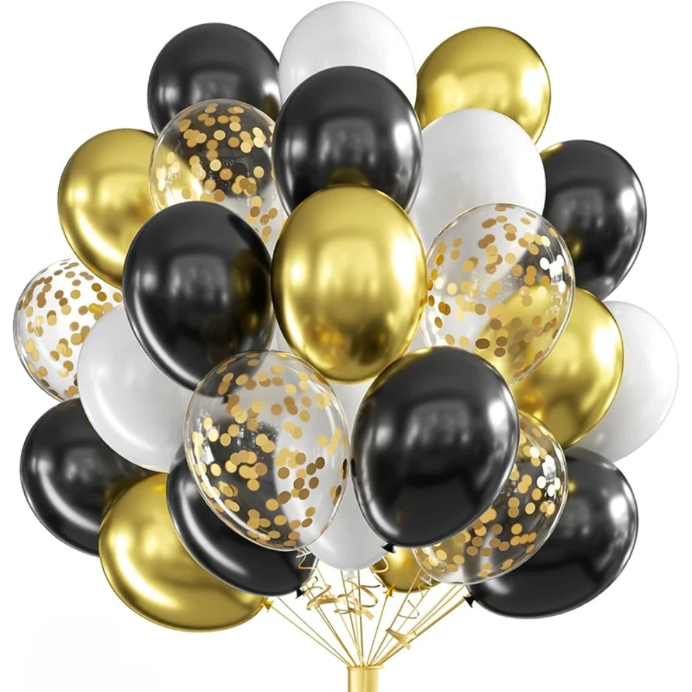 

10inch 30pcs Gold Black White Confetti Latex Balloons Birthday Party Decorations Kids Adult Wedding Graduation Globos Supplies
