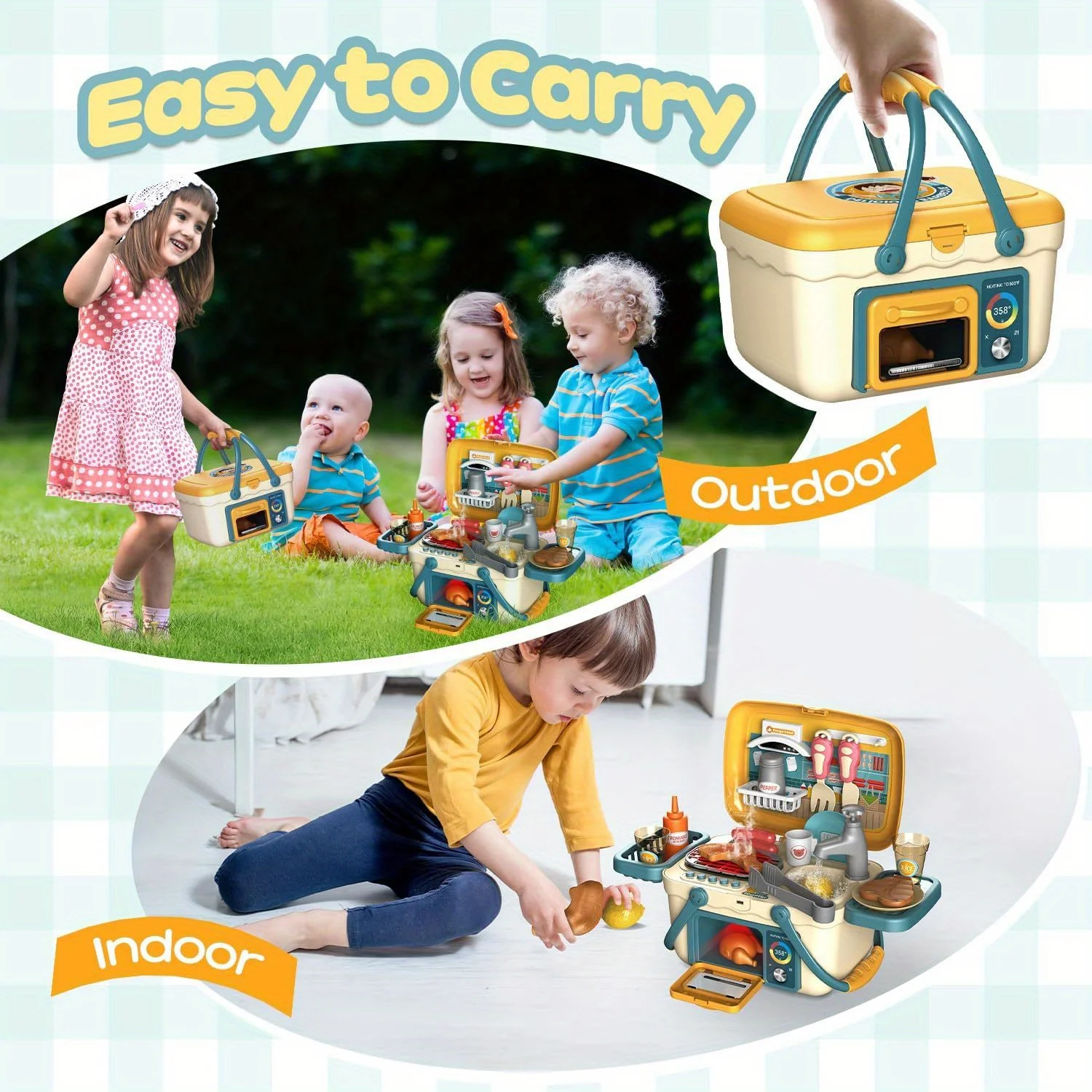 Kids Play Kitchen Toys,Barbecue Play Set with Sounds Lights and Running Water,Simulation Kitchen Toys BBQ Role Play Kit for Kids