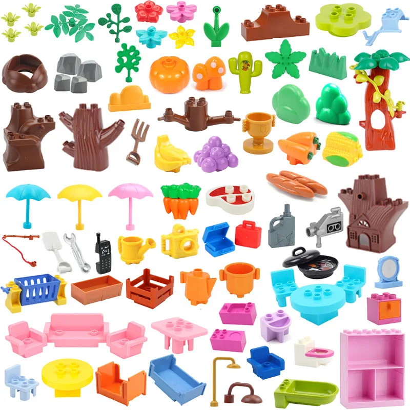 

Big Size Building Blocks Amusement Park Accessories Slides Seesaw Swing Carousel Furniture Assembly Children's Toys City Gifts