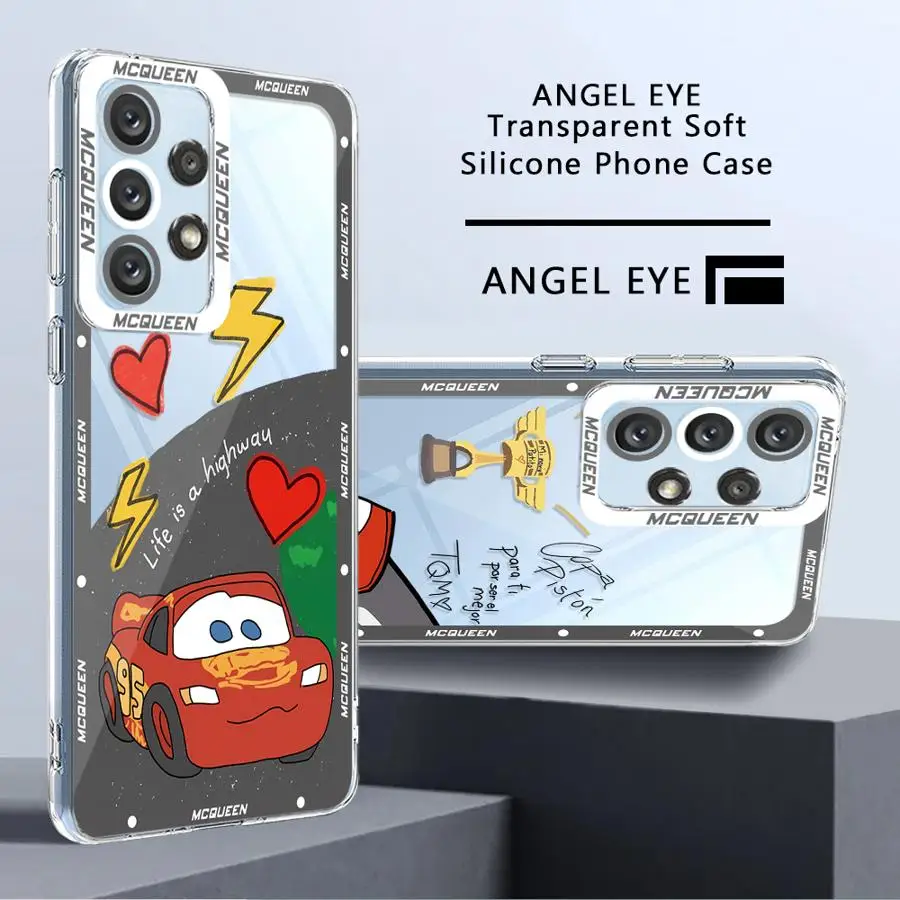 Disney Cartoon Lightning McQueen Phone Case for Samsung Galaxy A35 A55A53 A54 A73 A34 A33 A25 A24 A13 A14 A15 Clear Cover