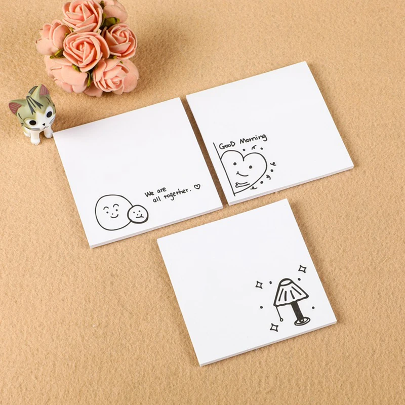 Ins Style Sticky Notes Self-Adhesive Memo Pad Kawaii Alat Tulis Wanita Korea Buku Harian Perencana Sederhana Stiker Aksesori Kantor