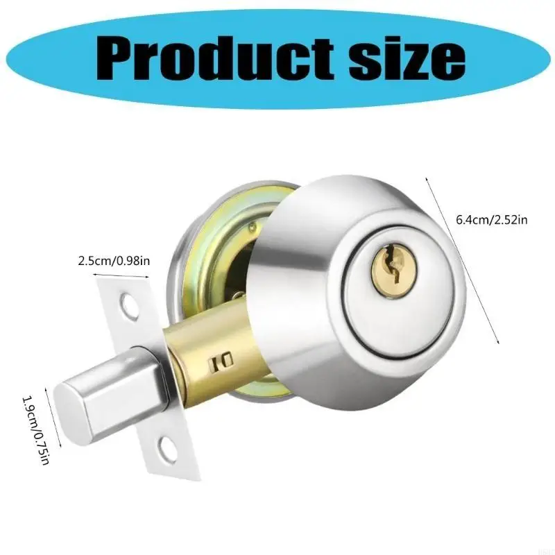 

H58C Interior Exterior Round Door Knobs with Lock and Key Easy to Install