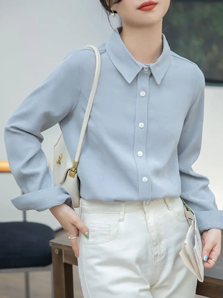

Long Sleeve Shirts Womens Chiffon Blouse Ruffled Slim Fit Romantic Lace-Up Feminine Sweet Korean Style Office Outfit
