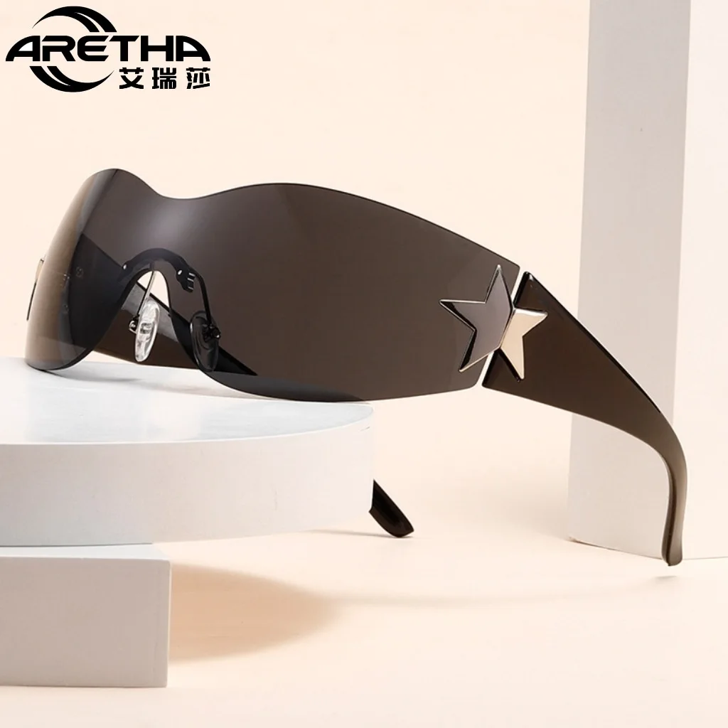 New fashion five-pointed star one-in-one sunglasses men and women high sense riding sunglasses spot