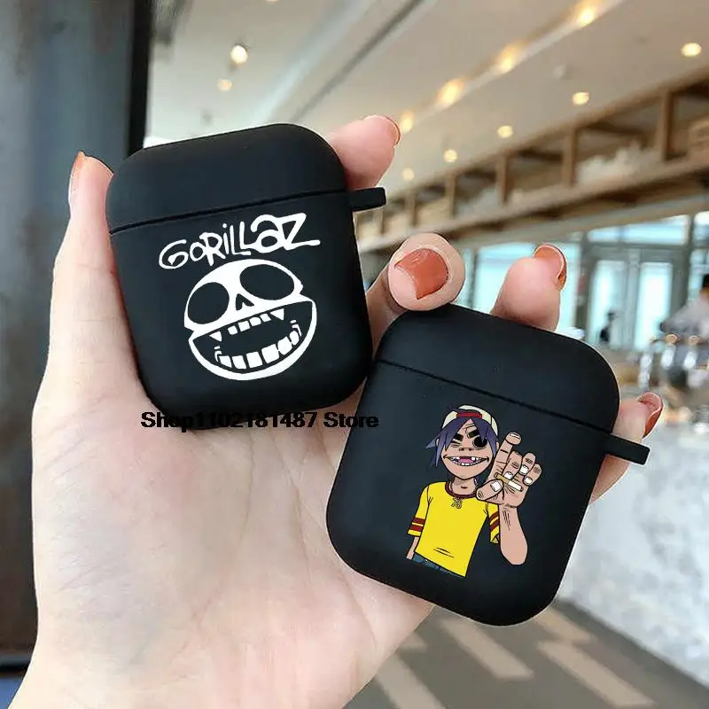 Luxury Catoon Anime Gorillaz Soft silicone TPU Case For AirPods Pro 1 2 3 4 black Silicone Wireless Bluetooth Earphone Box Cover