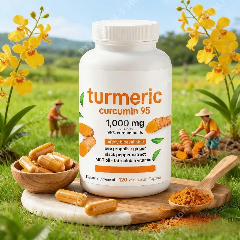 

Куркумин из куркумы 1000 мг – 95% куркуминовых флавоноидов с черным перцем и имбирем – Поддерживает здоровье суставов и антиоксидантную защиту – 120 капсул