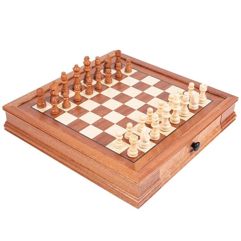 

Solid Wood Drawer Type High-end Chess Solid Wood Wooden Folding Chessboard