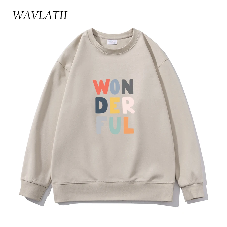 WAVLATII Women New Wondeful Printed Sweatshirts Female White Cute Young Hoodie Lady Casual Spring Autumn Long Sleeve Tops WH2364