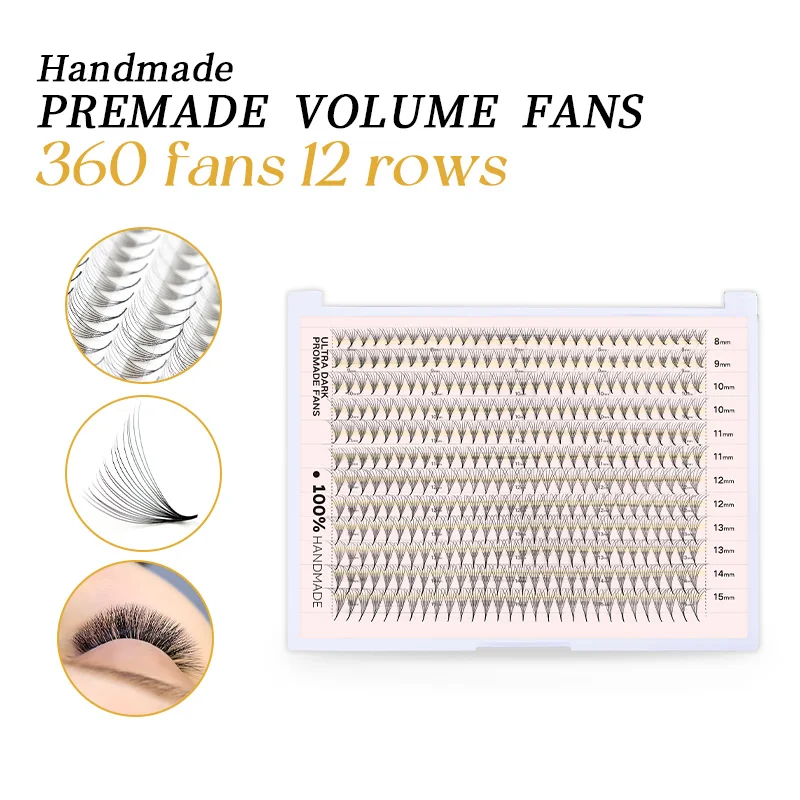 Premade Fans Nepwimpers 12 Rijen Puntige Basis 3D tot 16D Russische Volume Promade Fans Gemengde Lengtes C D Krul Wimperextensions