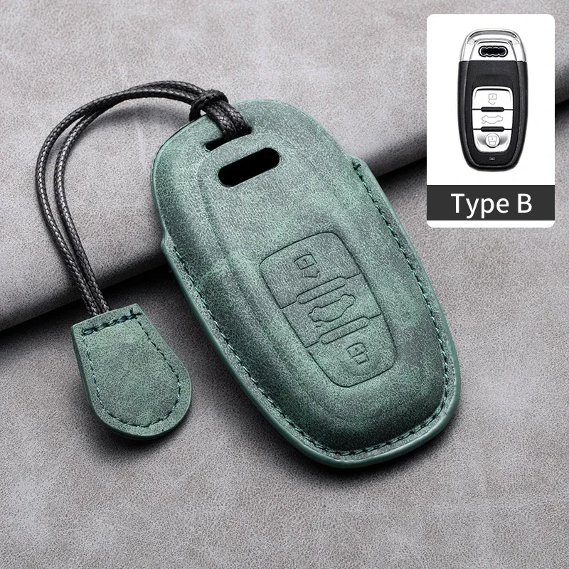 

Leather Car Remote Key Case Cover for Audi A1 A3 8V A4 B8 B9 A5 A6 C7 A7 A8 Q3 Q5 Q7 S4 S6 S7 S8 R8 TT Protector Key Shell Fob