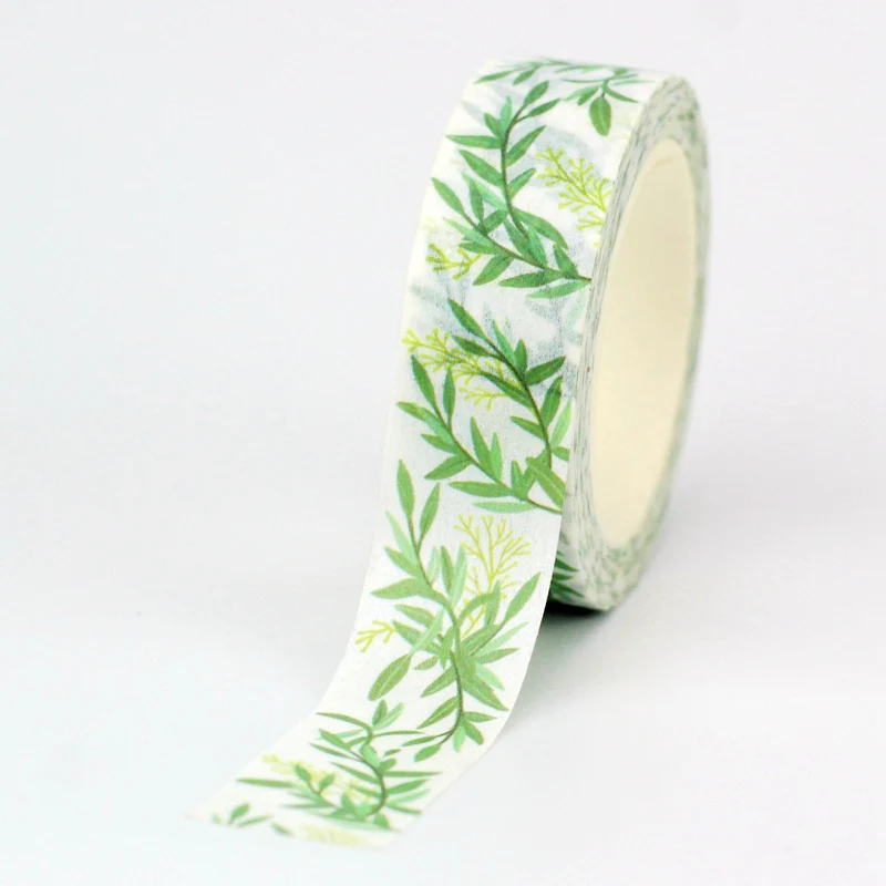 2022 NEW Spring 1PC Decorative Cute Green Leaves Washi Tape Scrapbooking Planner Adhesive Masking Tape Lovely Papeleria