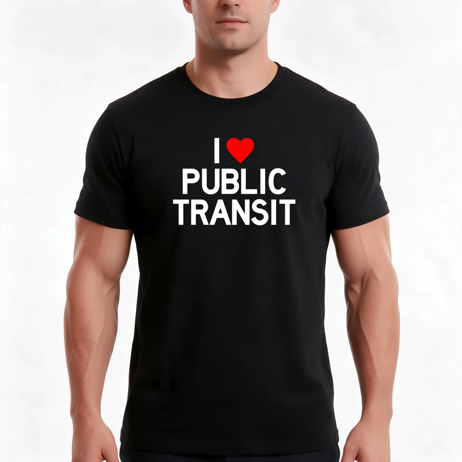 I Love Public Transit T-Shirt Summer Casual Cotton Tee Oversized Streetwear Tops Vintage Graphic Print Unisex Men Women