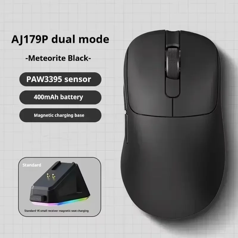 Ajazz Aj179 APEX 8K Wireless Gaming Mouse with PAW3950 Sensor Ergonomic Three Mode Charging Base Lightweight 400mAh PC Gamers