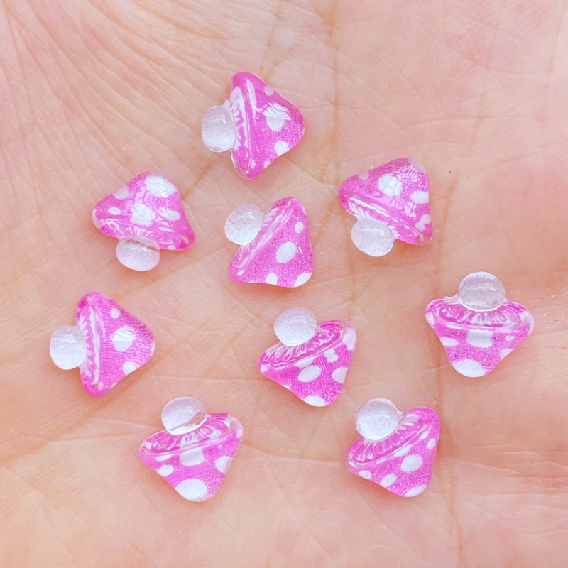 50pcs 3D Resin Nail Charms Shiny Mushroom Nail Parts Accessories Kawaii DIY Nail Art Decoration