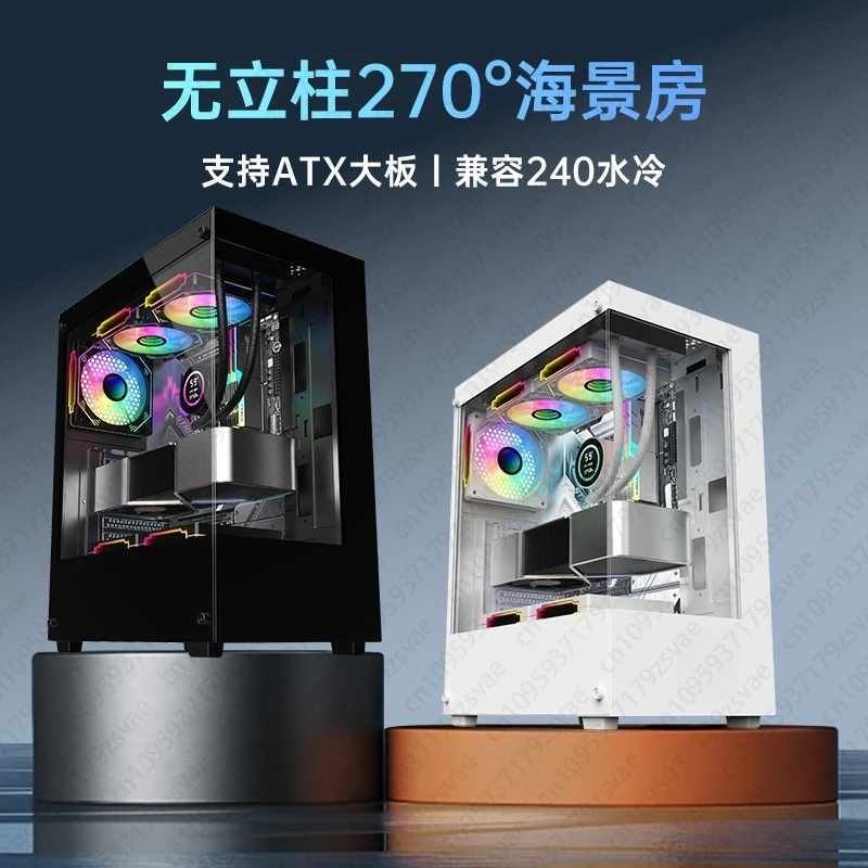 Compact Column Free Double Side Side Through Sea View Room Chassis CG390 ATX Desktop Desktop Computer Water Cooling Host