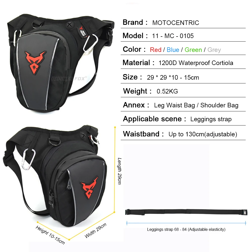 MOTOCENTRIC Waterproof Nylon Motorcycle Drop Leg Bag Motobiker Riding Belt Pouch Pack Waist Bag Belt Pack Travel Shoulder Bag