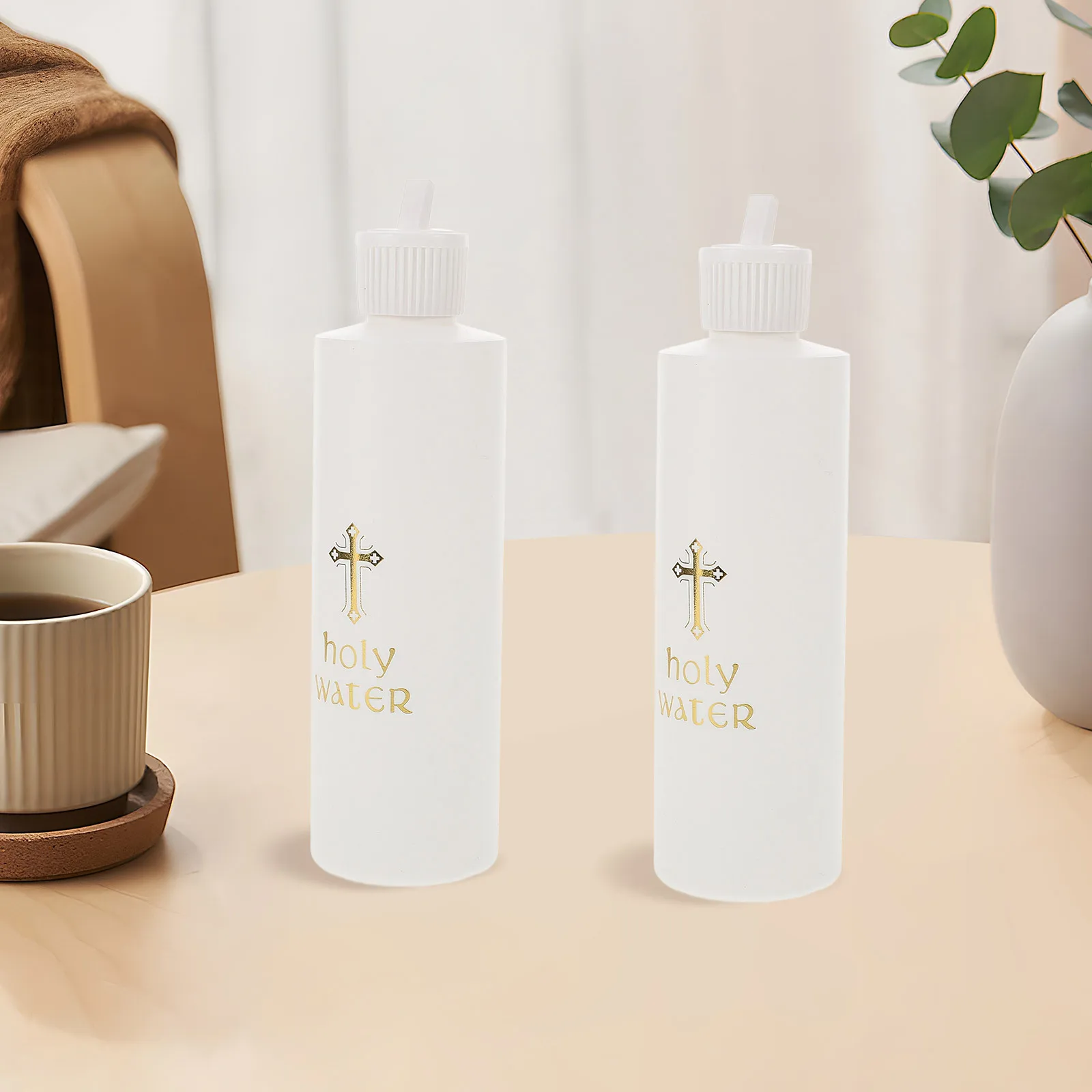 

2pcs Holy Water Bottle Cross Design Catholic Travel Accessory Gold Aesthetic Christian Easter Decoration Small Lightweight For