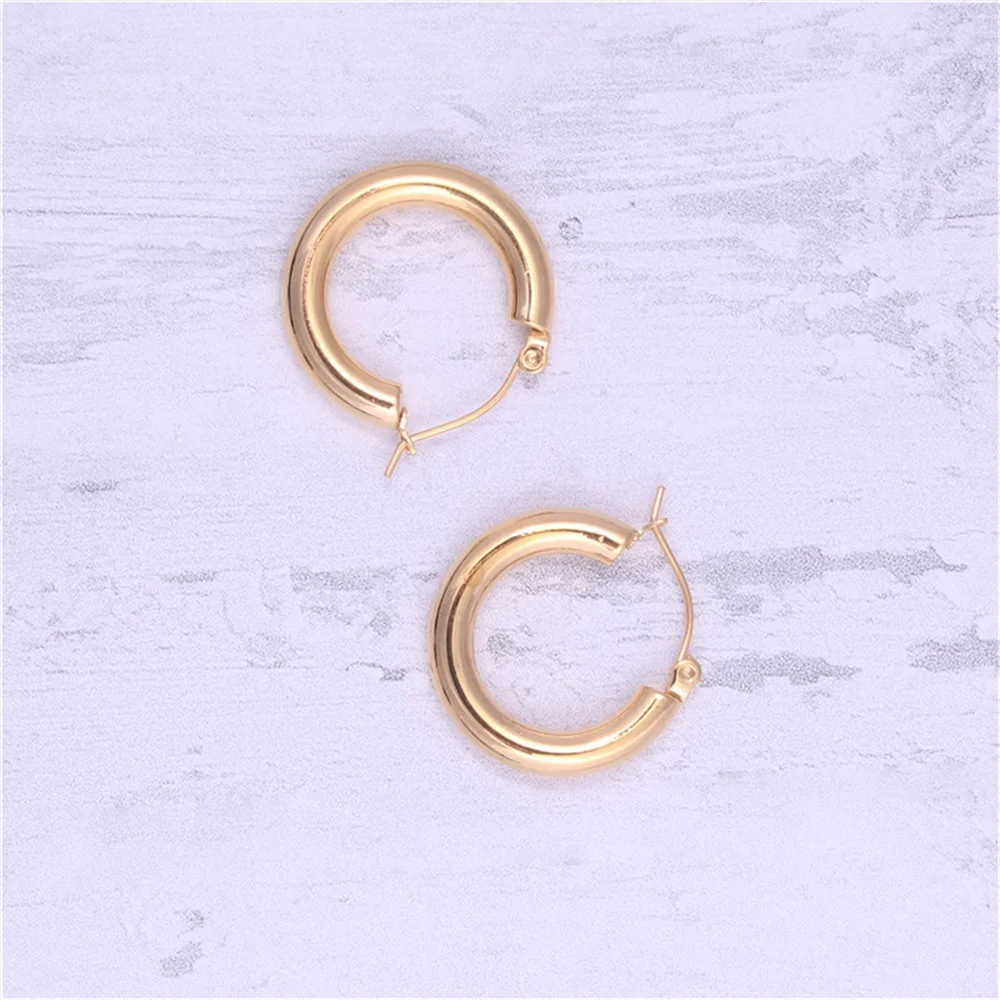 St-Delan Edelstahl Chunky Hoop Ohrringe für Damen, verschiedene Größen 24/30/50MM, dicke goldene Huggie Hoops, schlichter Schmuck – Detail 7