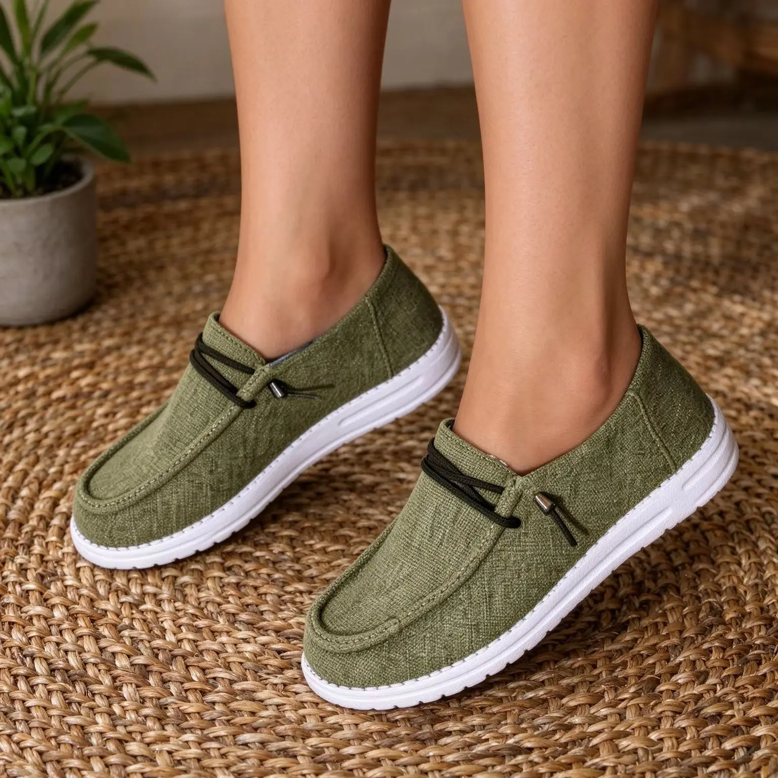 *with Drawstring Cuffs Lightweight Low Cut Women's Shoes in Multiple Colors New Linen Casual Thick Soled Casual Walking Shoes