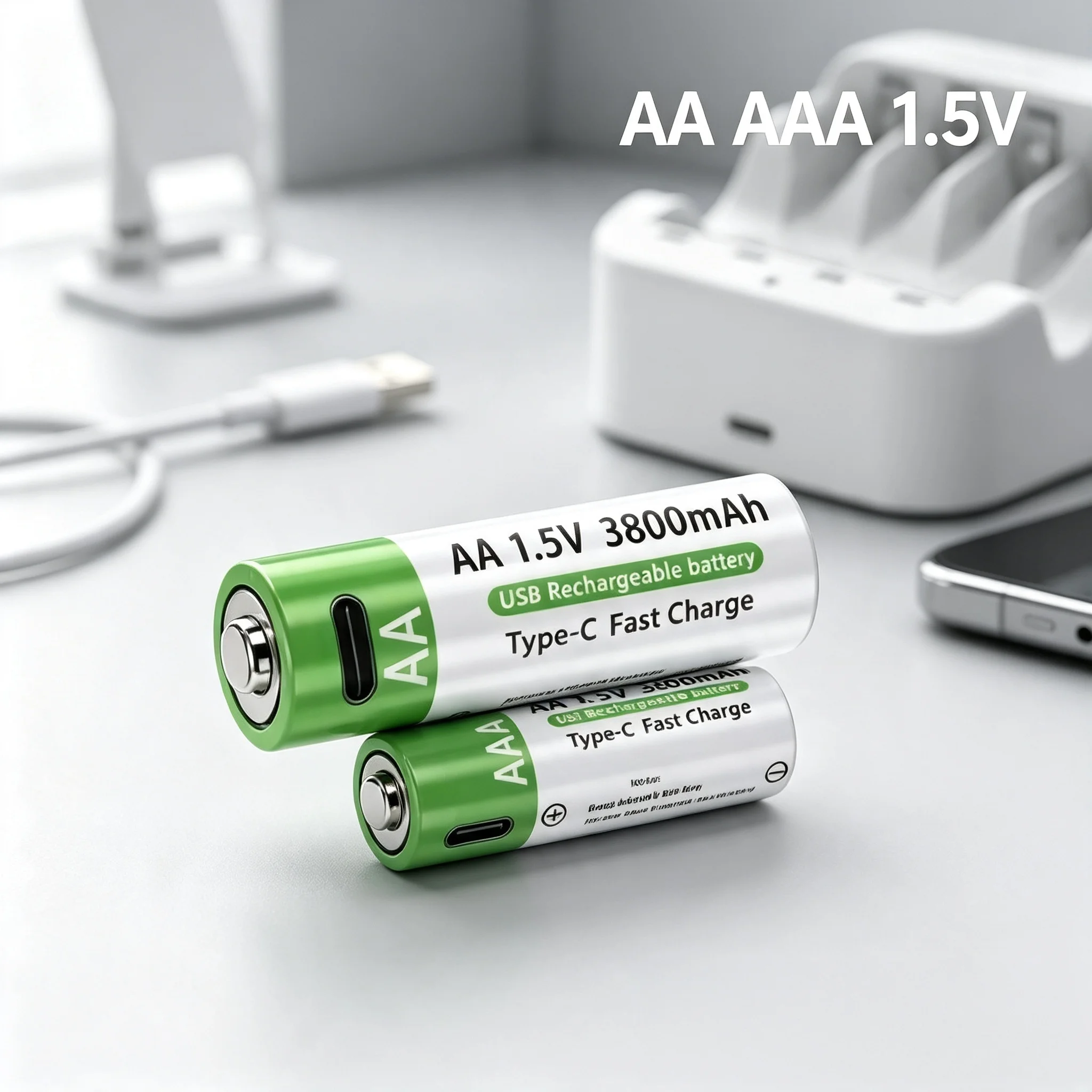 Lithium-Ion Battery Type-C Rechargeable High-Capacity AA&AAA 3800mAh&3000mAh Battery For Electric Toys Remote Control Mouse