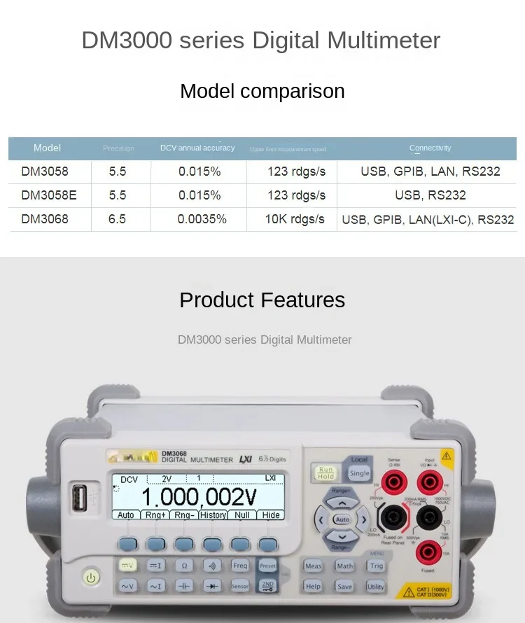 High Precision5 1/2 Digit Multimeter Multi-function LCD Display Multimeter  Bench Top Multimeter