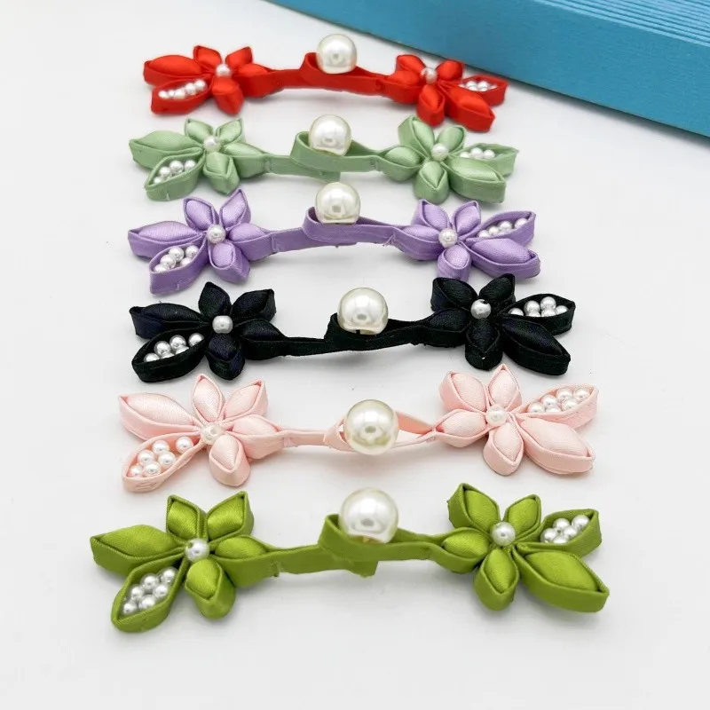 2 قطعة أزرار الملابس الصينية التقليدية شيونغسام للملابس زر أزهار الكرز اللؤلؤ الرجعية