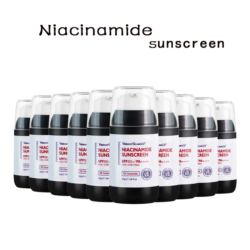 

VIBRANT GLAMOUR Niacinamide Sunscreen Cream SPF50 PA++++ UV Sunblock for Face Body 30g 10pcs