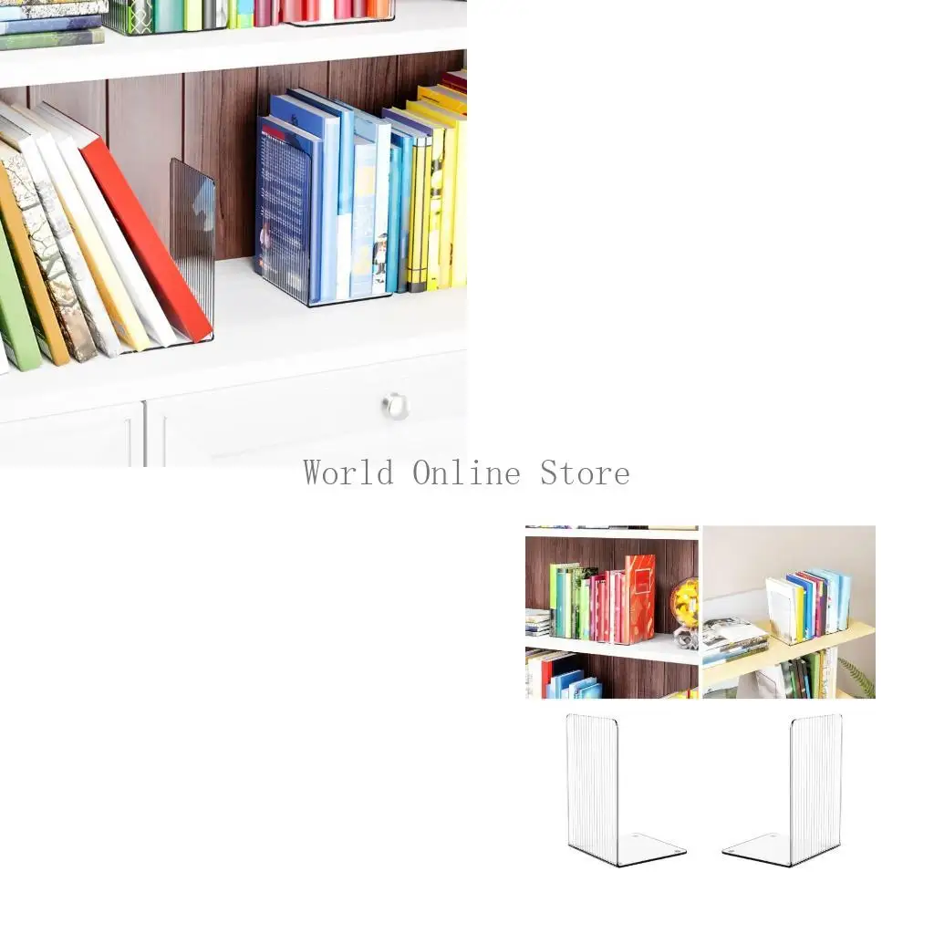

4 Pcs Bookends Acrylic Book Support Practical Book End Book Holders for Bedroom 87HC
