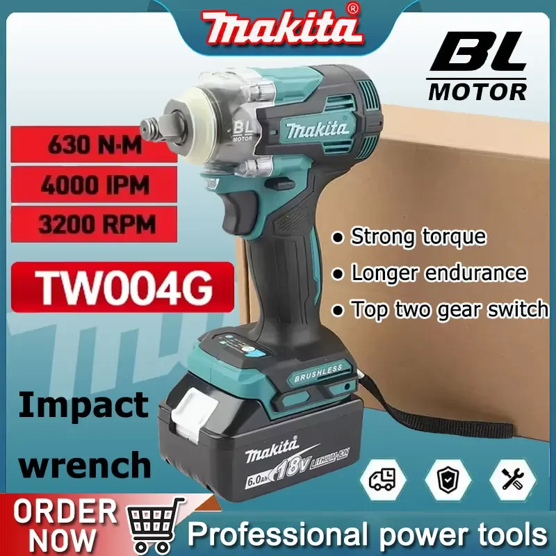 

Makita TW004G 630N.m Brushless Screwdriver Machine Cordless Electric Screwdriver Rechargable Drill Driver For 18V Battery