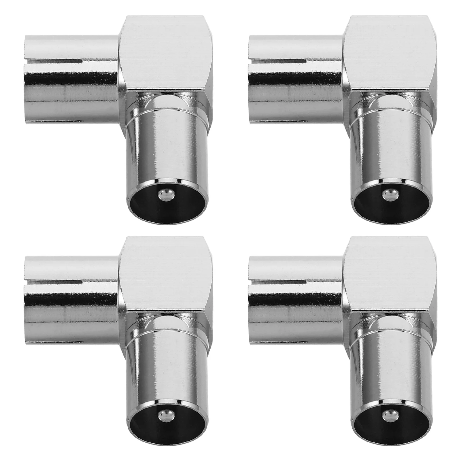 

4Pcs Cable Adapter Right Angle Male to Female Metal Connector for Satellite Signal Stable Transmission Wall Corner Connector