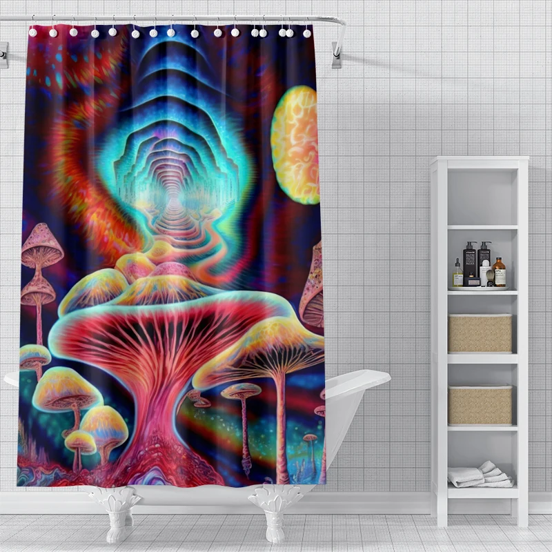 

Зачарованная занавеска для душа в виде гриба, моющаяся грязеотталкивающая насадка для душа, водонепроницаемая полиэстеровая занавеска для ванны для домашнего декора