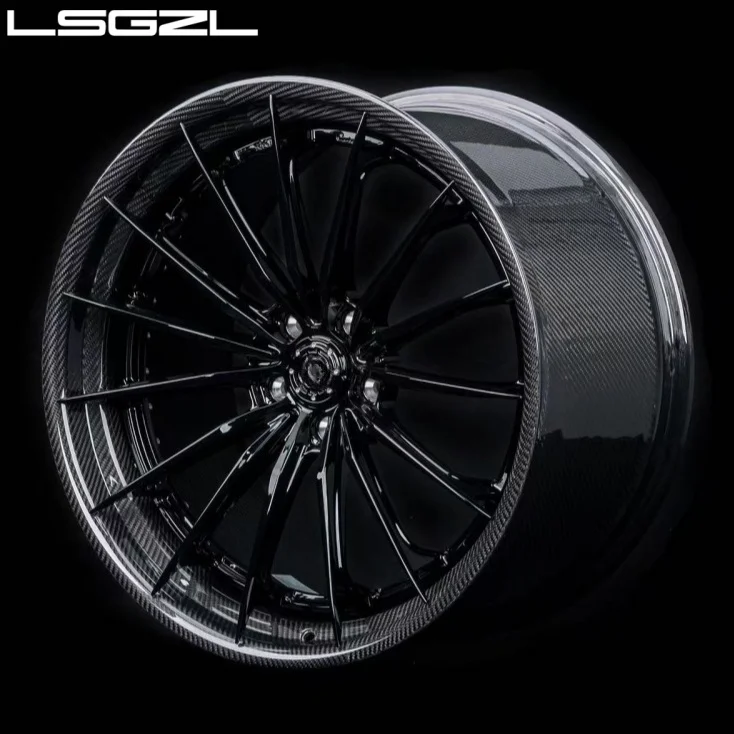 LSGZL OEM Forged Carbon Fiber Wheels 5 and 6 Lug Bolt 17-24 Inch Rims Deep Dish Sport Car Wheels for Racing Cars