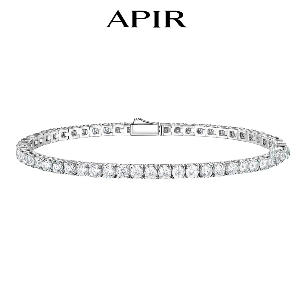 

APIR Lab Grown Sapphire Emerald Moissanite Gemstone Bracelet Tennis Chain for Women Man 925 Silver Bracelets Gift Bangle Jewelry