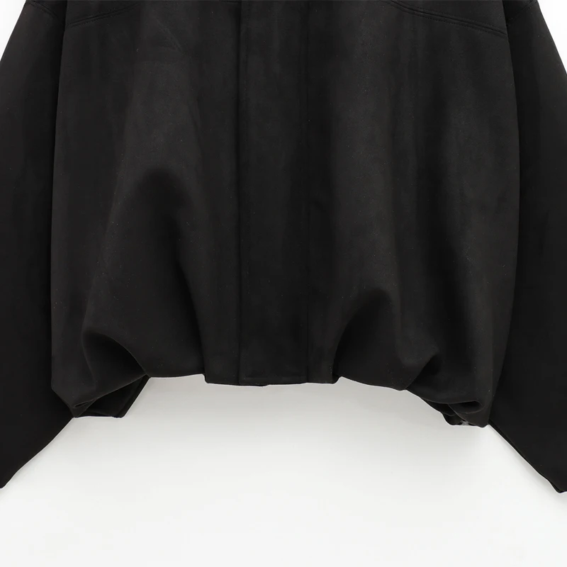 2026 Damen Bomberjacke mit Revers, langen Ärmeln und Reißverschluss aus Wildleder – Neue High-Street Cropped Racing Jacken & Mäntel für Damen – Detail 22
