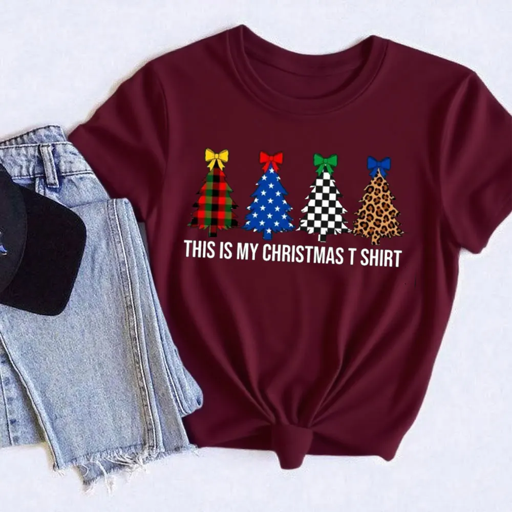 This Is My Christmas T Shirt Printed Festive Tree Xmas Party Gift Unisex Tee Top Funny Print Streetwear Round Neck Graphic Tees