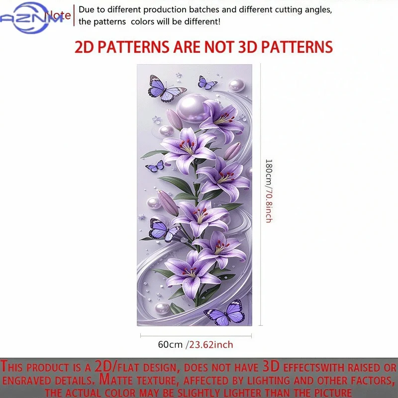 1pc of Refrigerator Sticker, 23.62×70.87 inch, Featuring a Purple Butterfly Lily Pearl Theme Design. Self-Adhesive Wall Decora