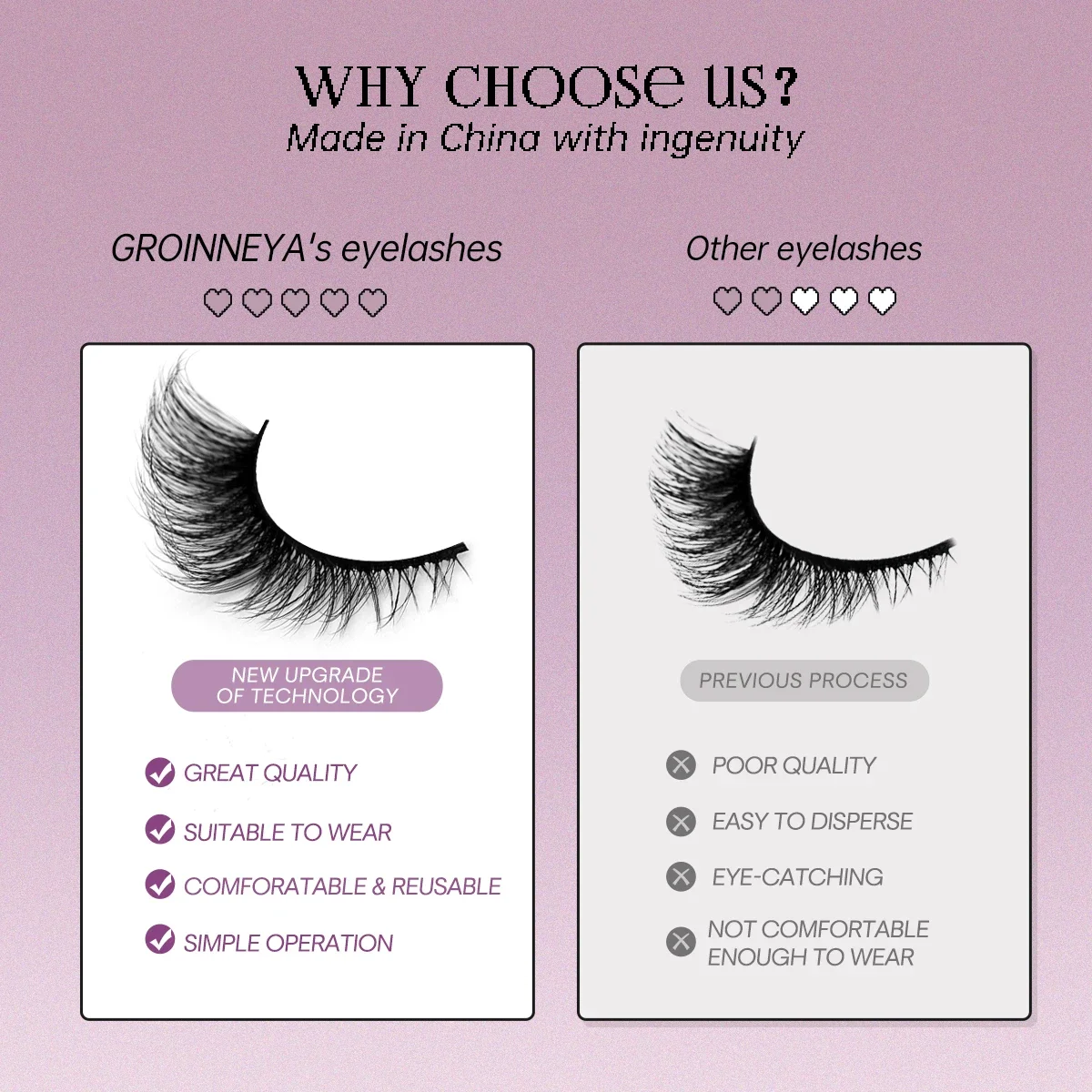 GROINNEYA Cat Eye Lashes Faux Mink Eyelashes Winged End Eye Elongated Eyelashes Fake Lashes Soft Natural long Volume Mink Lashes