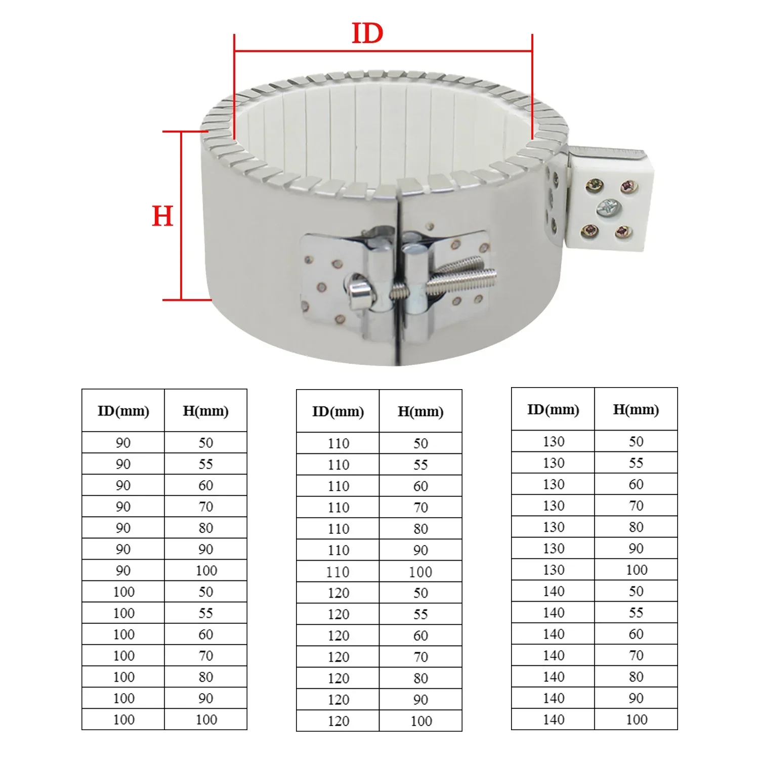 220V 50-2000W Ceramic Electric Heating Ring - High-Efficiency Electrothermal Heater for Injection Molding Machines